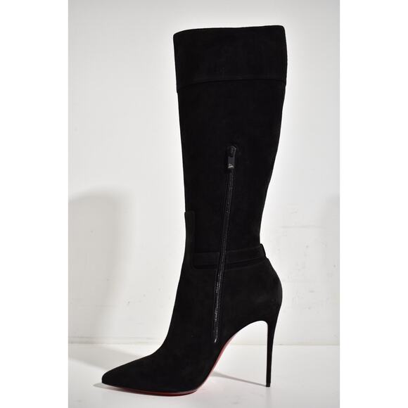 Christian Louboutin Lock Kate Botta 100 Black Suede Knee High Heel Boot 40.5 - Picture 9 of 12